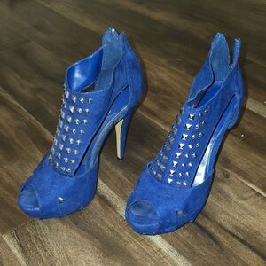 Rock & Republic Blue Studded Peep Toe Heels